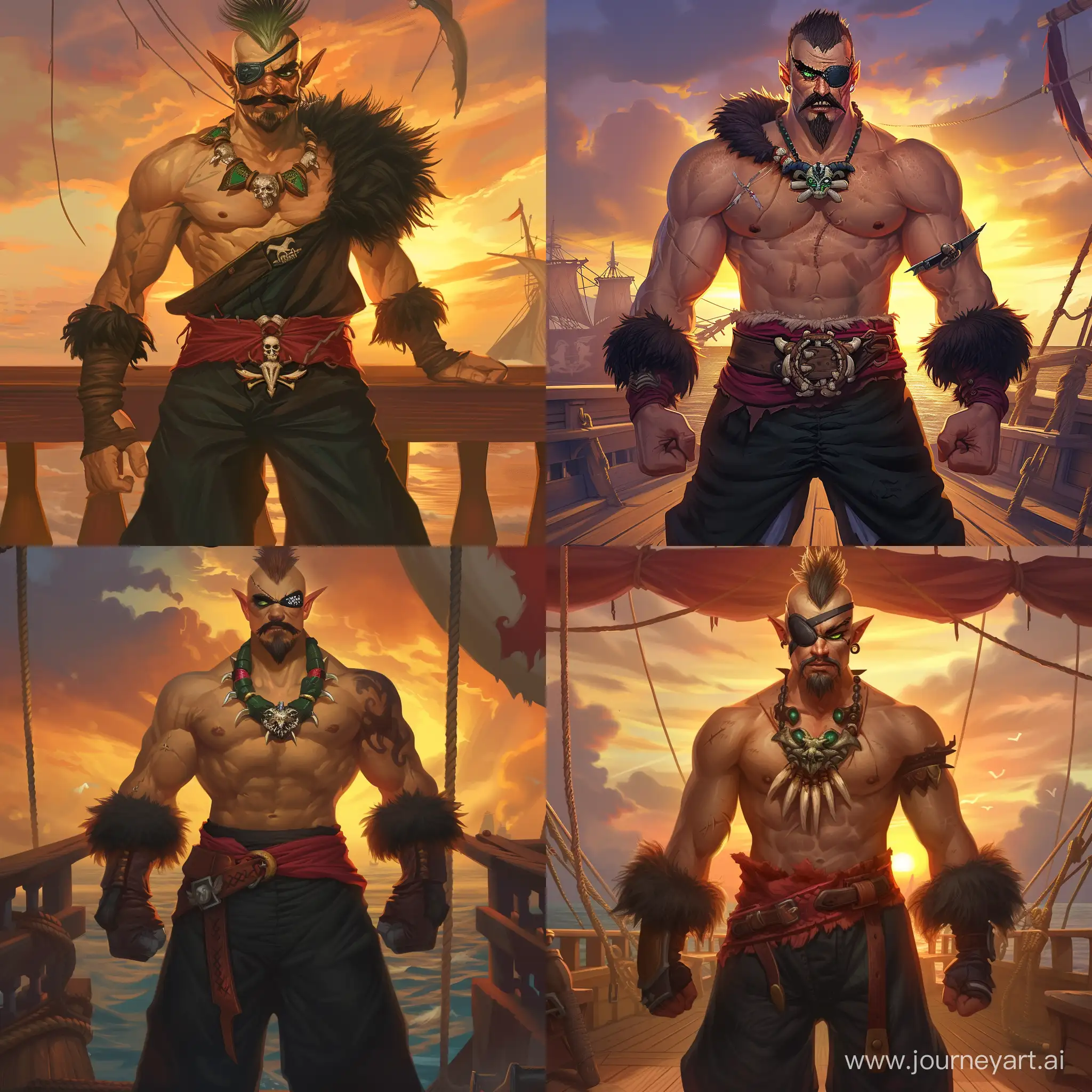 Muscular-Human-Barbarian-on-Pirate-Ship-at-Sunset