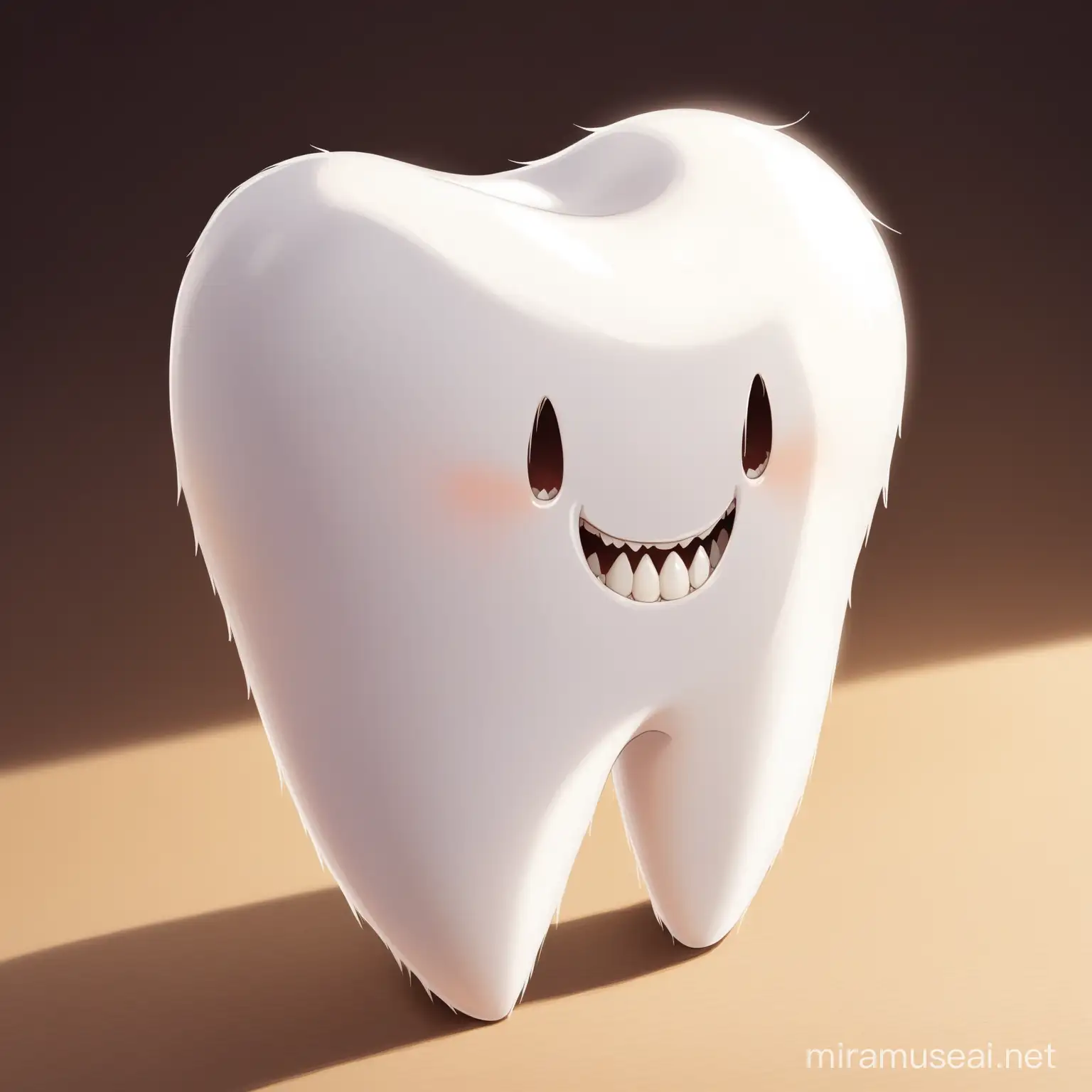 Bright White Tooth on Dark Background