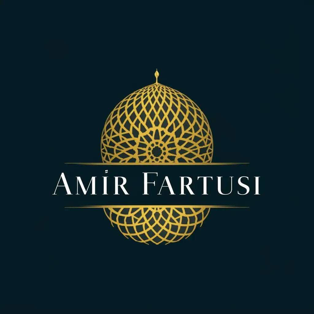 logo, islamic logo
Emblem, with the text "AMIR FARTUSI", typography, be used in Religious industry