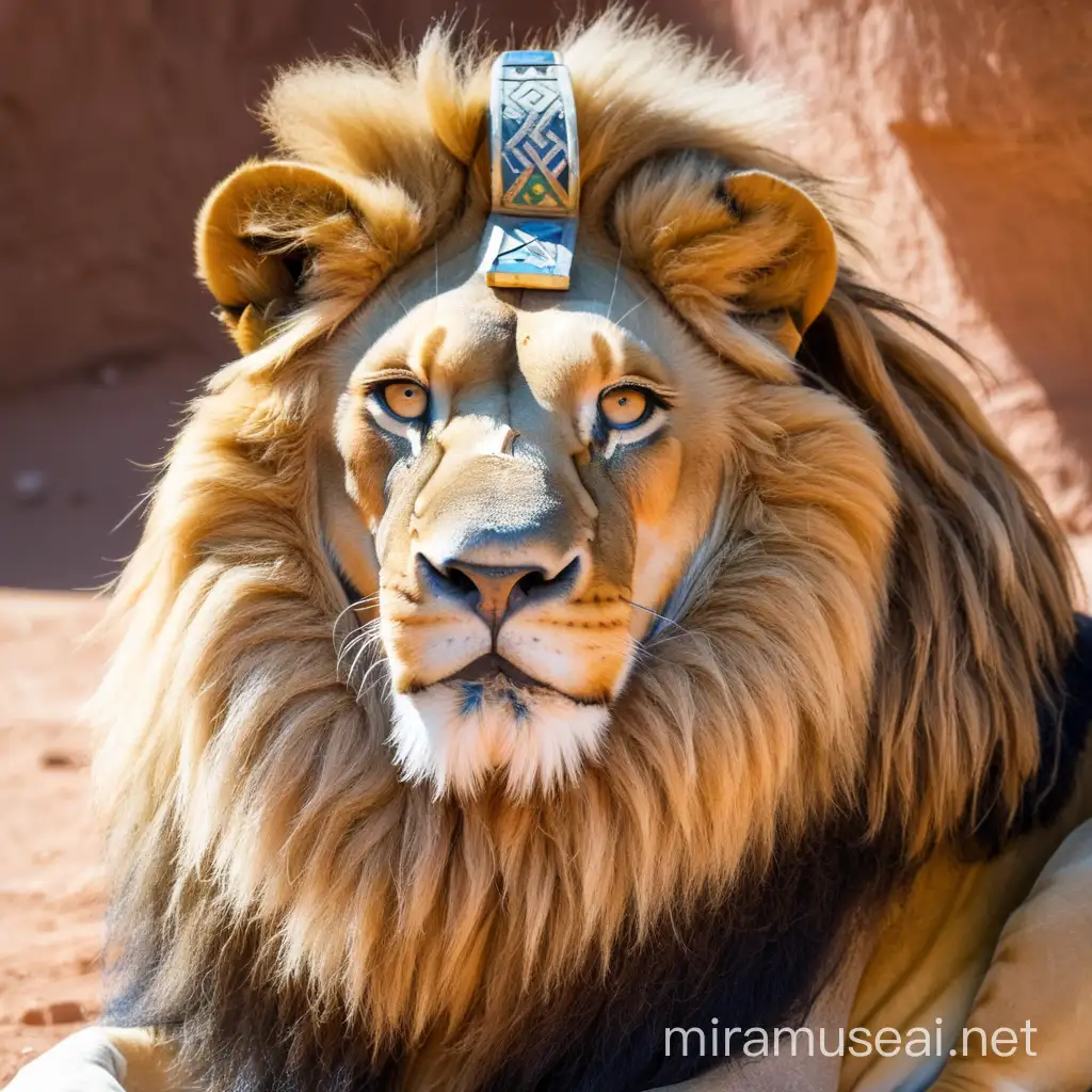 Amazigh Lion in Traditional Moroccan Setting