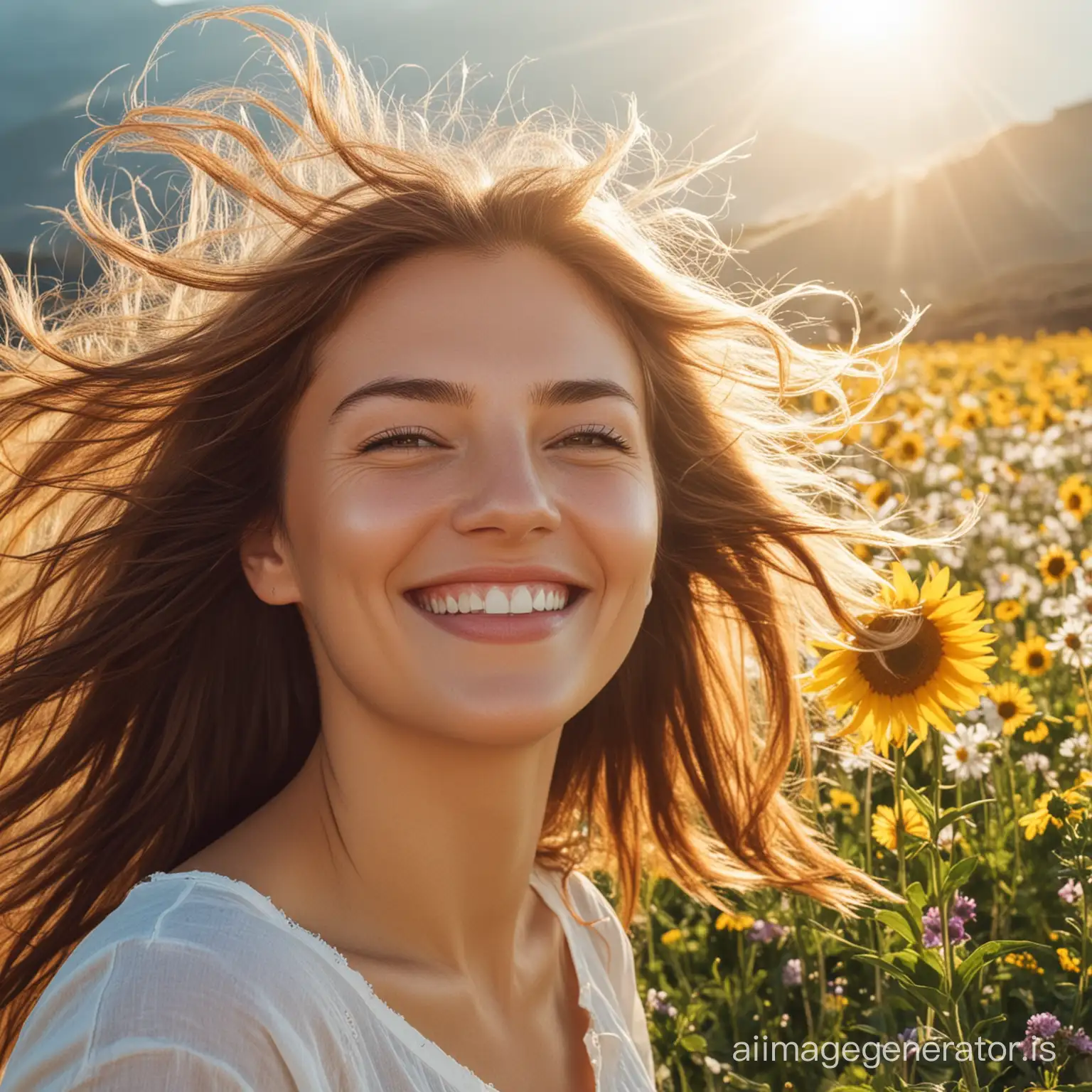 Sun, wind, flowers, smile