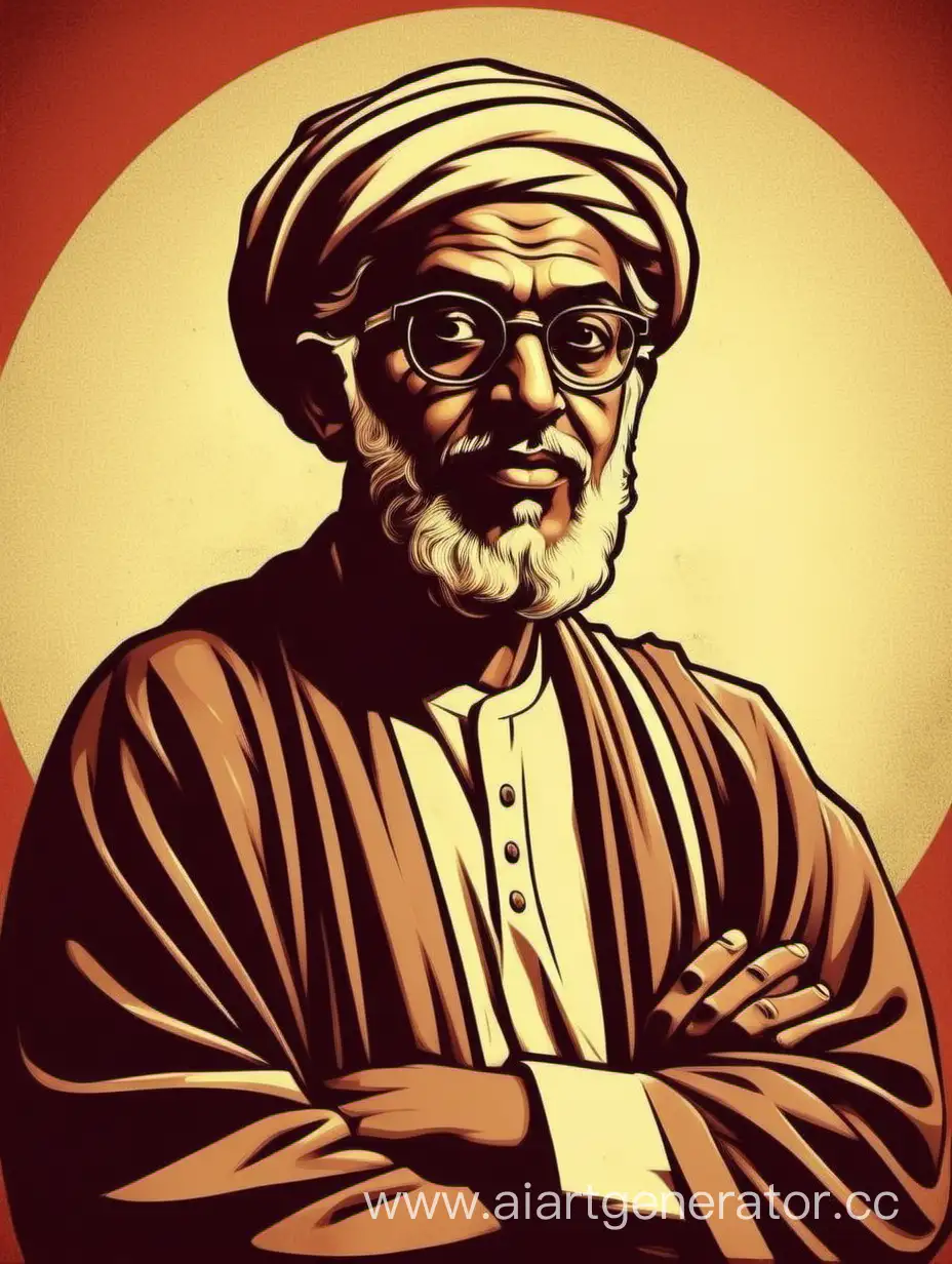 Retro-Style-Depiction-of-Philosopher-Ahmed-Yassawi