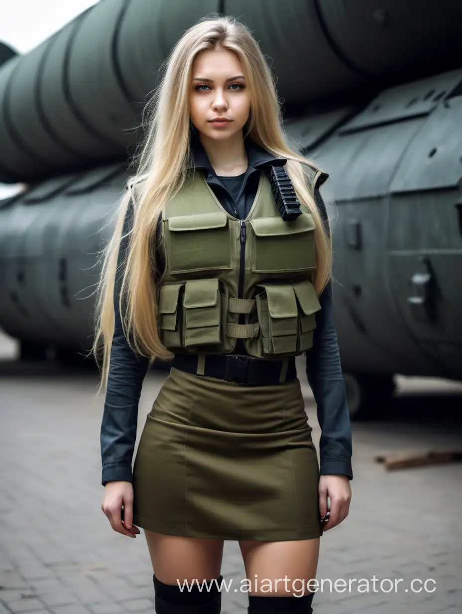 Stylish-Russian-Military-Fashion-LongHaired-Blonde-in-Bulletproof-Vest-and-Military-Green-Attire