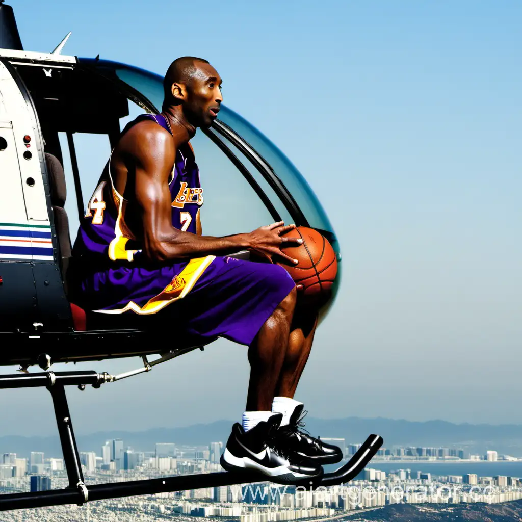 科比打篮球坐着直升机