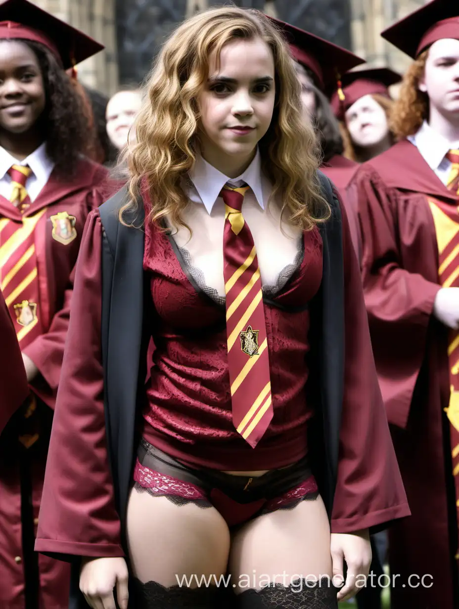 Hermione Grangers Unique Gryffindor Graduation Attire Lace Lingerie Elegance Ai Art Generator