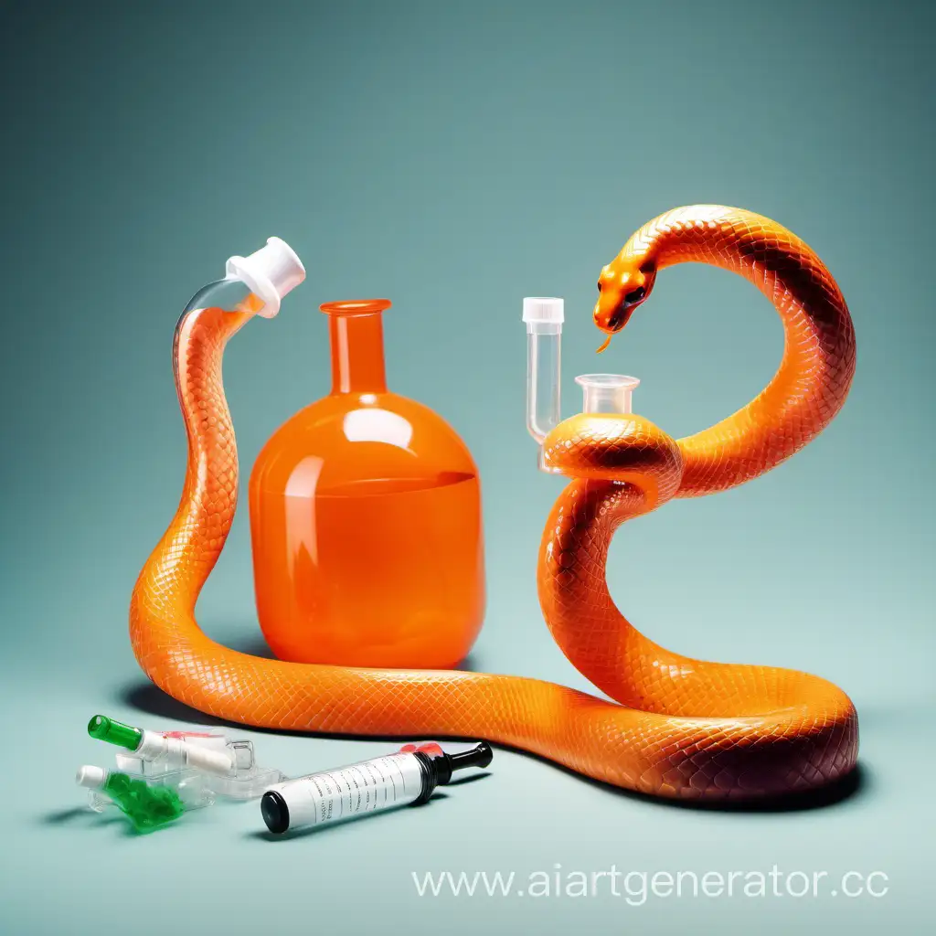 Vibrant-Pharmaceutical-Orange-Snake-with-Chemical-Paraphernalia