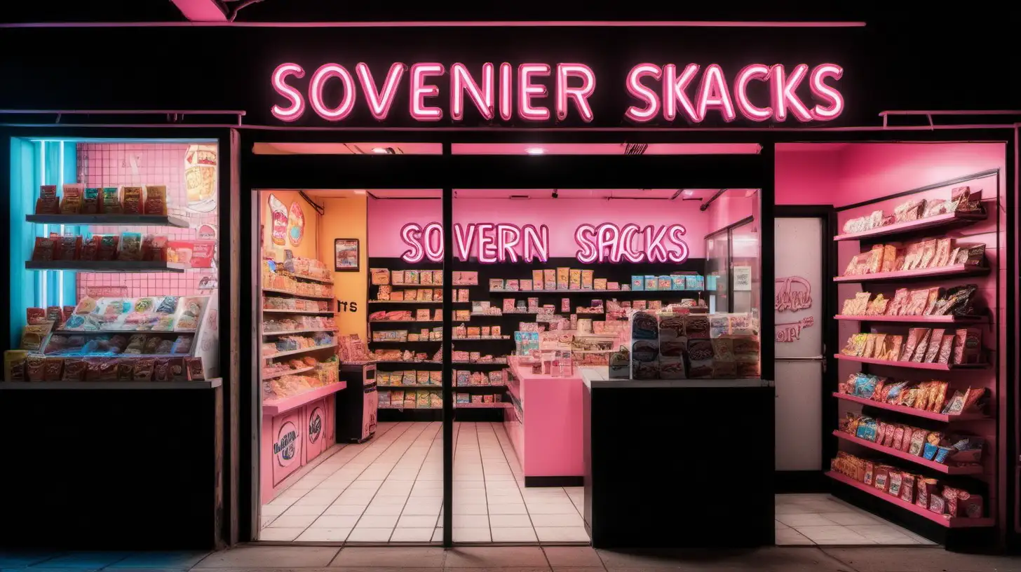 Vibrant Urban Snack Store with Limited Edition American Snacks