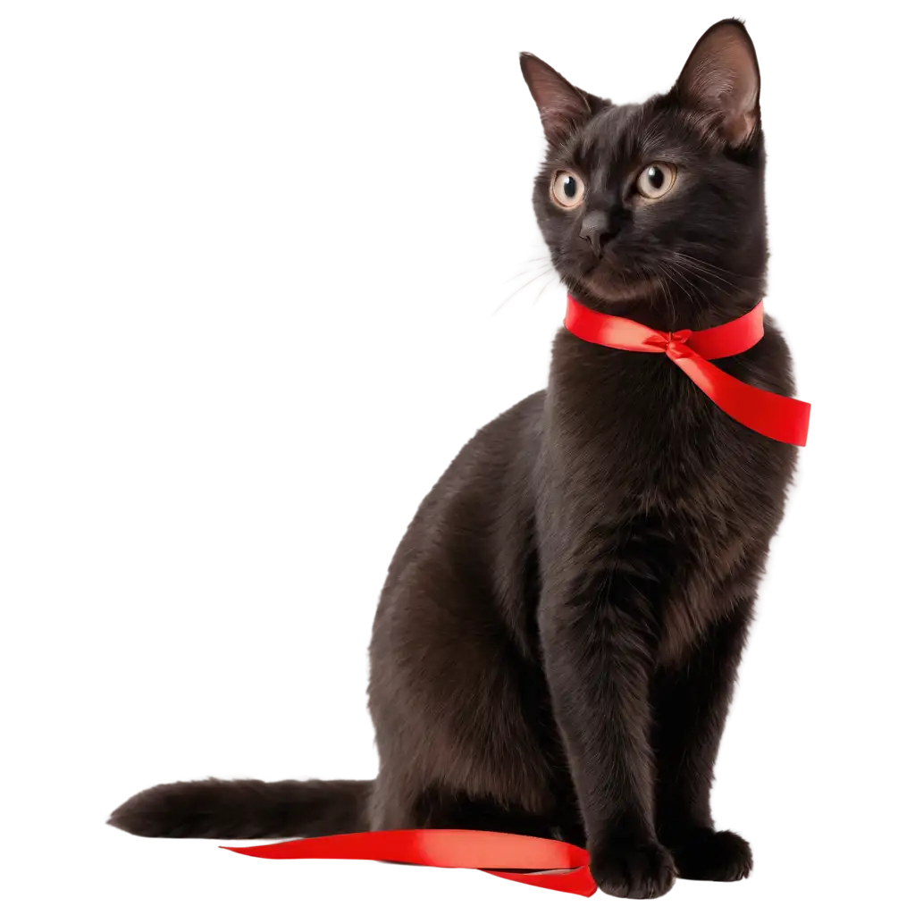 cat with ribbon