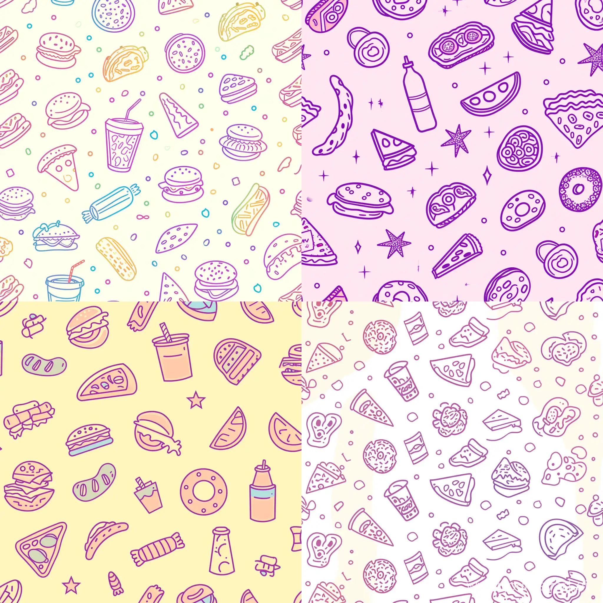 Whimsical-Junk-Food-Delight-Seamless-Pattern-Background-in-Pastel-Colors