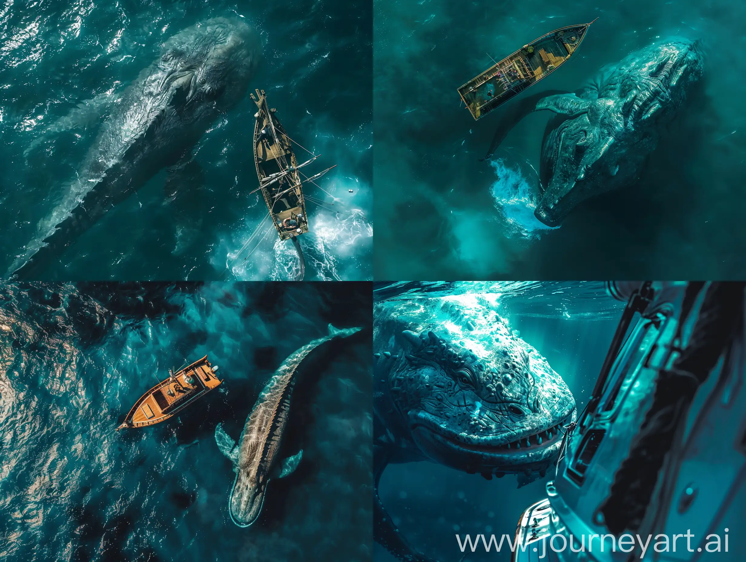 Majestic-Kraken-Swimming-Beside-Boat-Cinematic-ARRI-Photos-with-Professional-Lighting