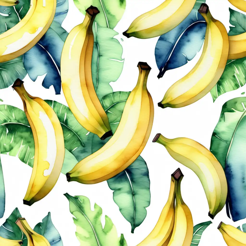 Vibrant Watercolor Banana Wallpaper for a Tropical Twist