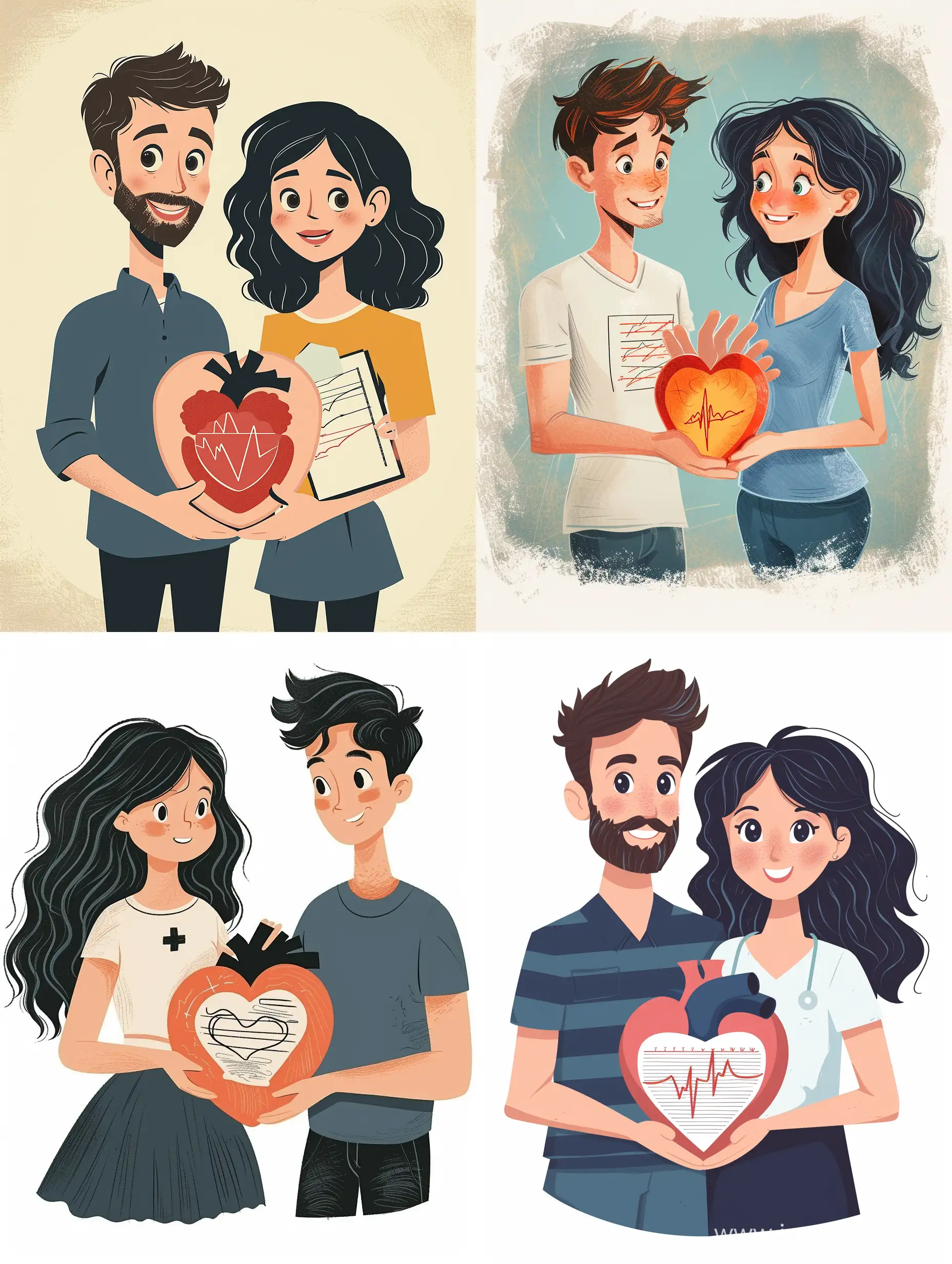 Heartfelt-Gratitude-DarkHaired-Couple-Expressing-Thanks-with-Cardiogram-Heart