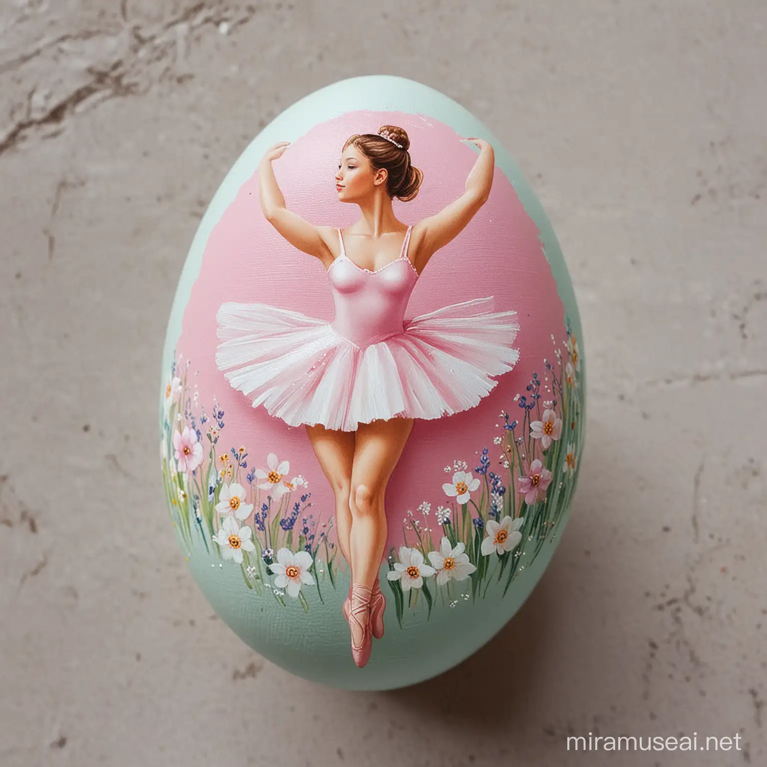 Graceful Ballerina Painted on Vibrant Easter Egg
