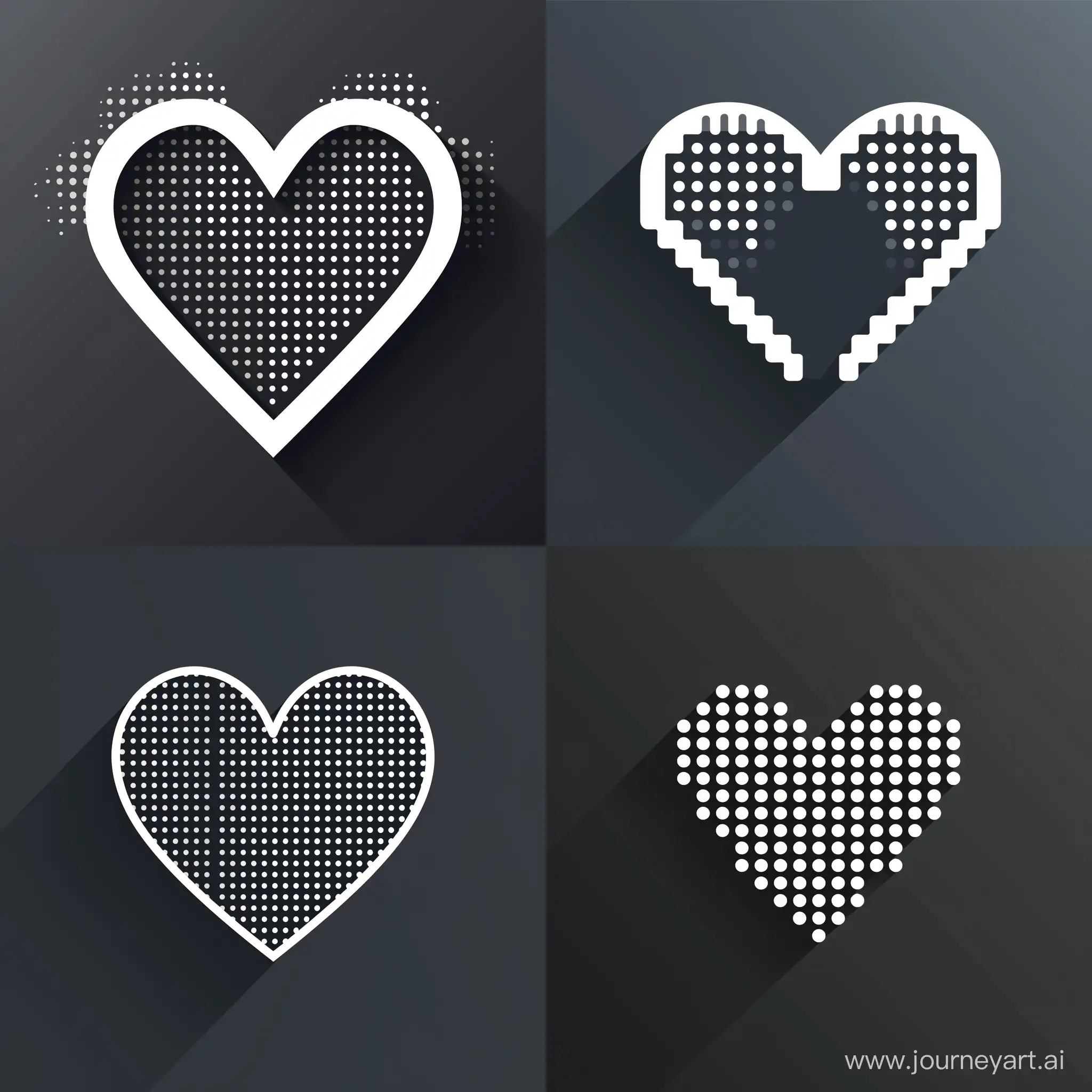 Minimalist-White-Heart-Icon-on-Flat-Black-Background-with-Dot-Matrix-Display