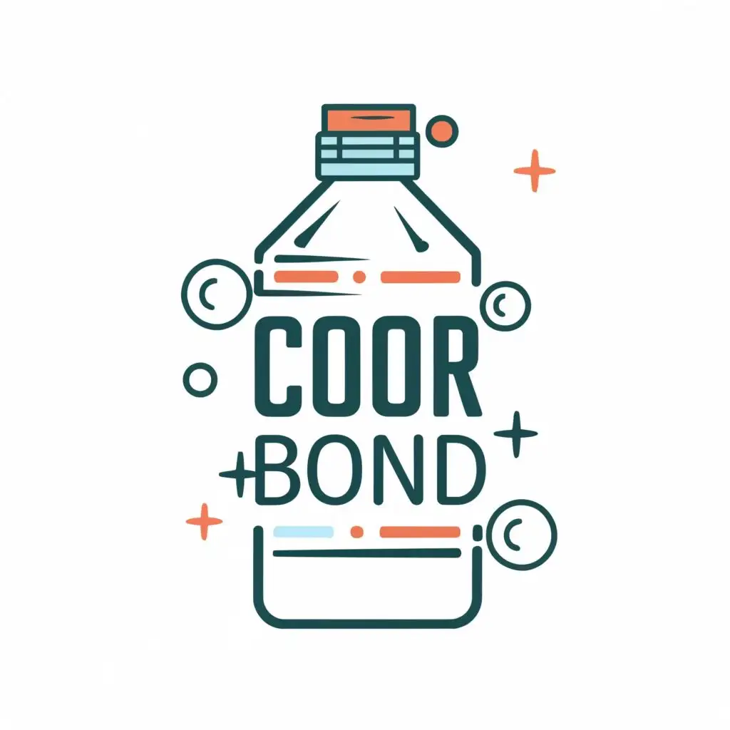 logo, cleaning bottle saying color bond, white backround, with the text "color bond", typography