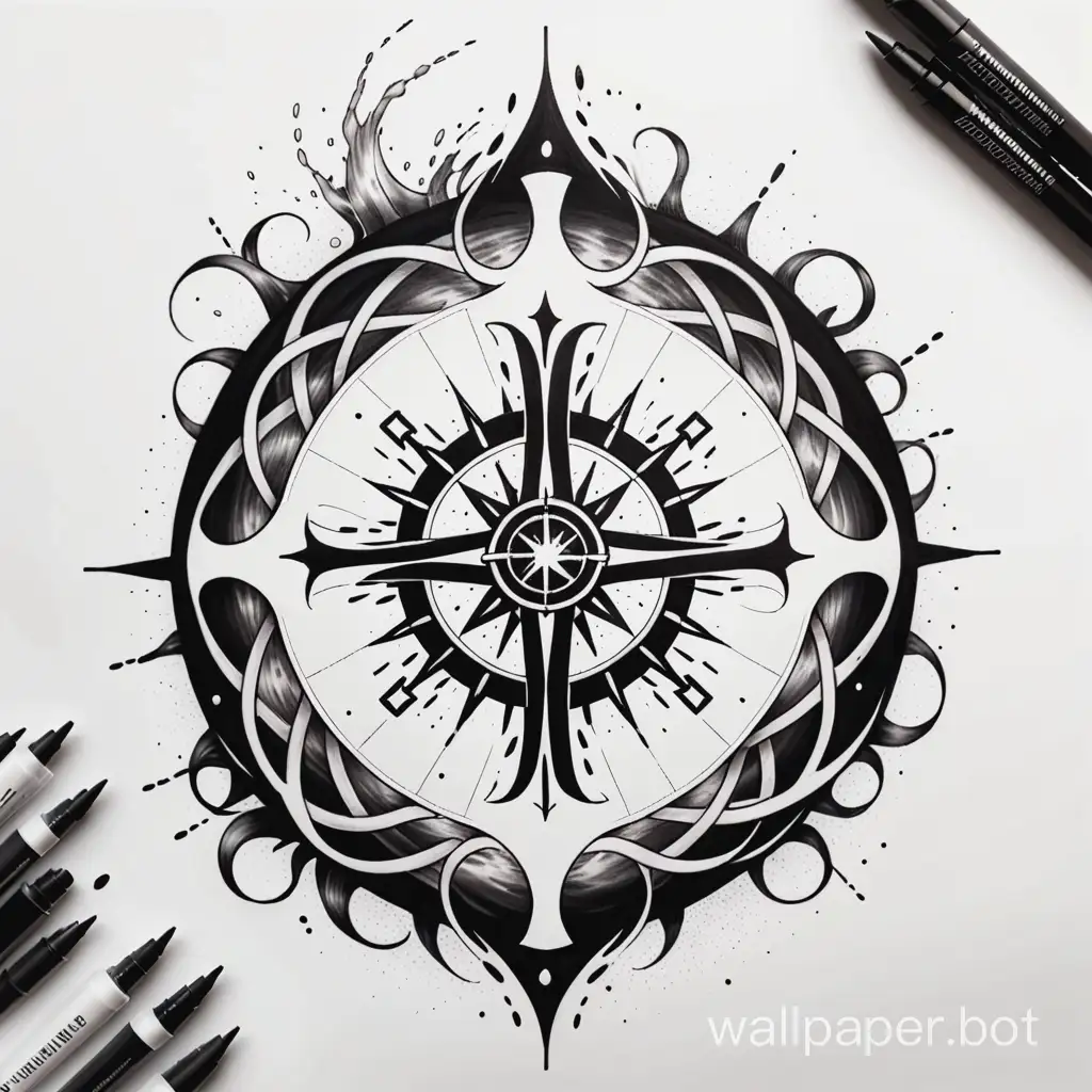 Elemental-Cross-Lineart-Tattoo-Amidst-Organic-Chaos