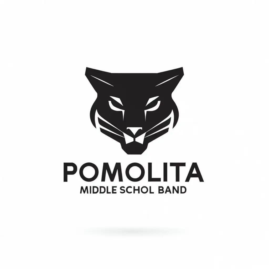 a logo design,with the text "Pomolita Middle School Band", main symbol:Panther,Minimalistic,be used in Education industry,clear background