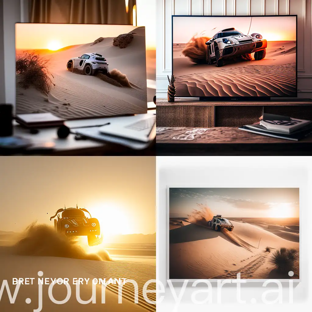 : photo of a porsche  911 DAKAR racing in a sand dune, sunset, motion, shot on a Sony mirrorless camera, DSLR, 85mm lens f/8, ultra detailed, 8k, --v 4
