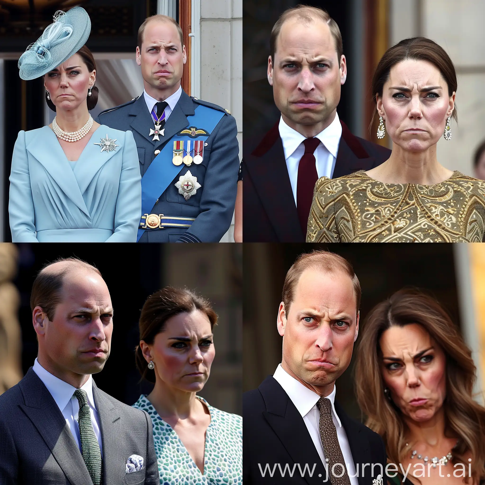 威廉王子和凯特王妃怒视