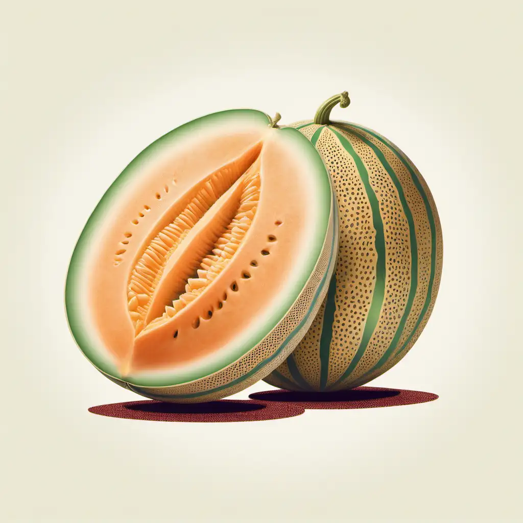 Regal Melon Illustration Majestic Melon Adorned in Royal Splendor