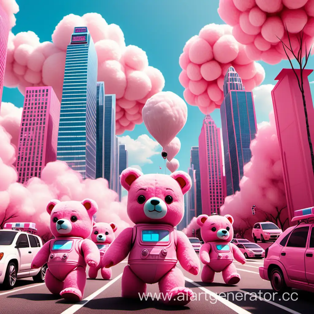 Вымышленный розовый город, с высотками и небоскребами, летающими кибер машинами и облаками из сахарной ваты в котором живут только тедди розовые мишки, они ходят на двух лапах и носят милую одежду