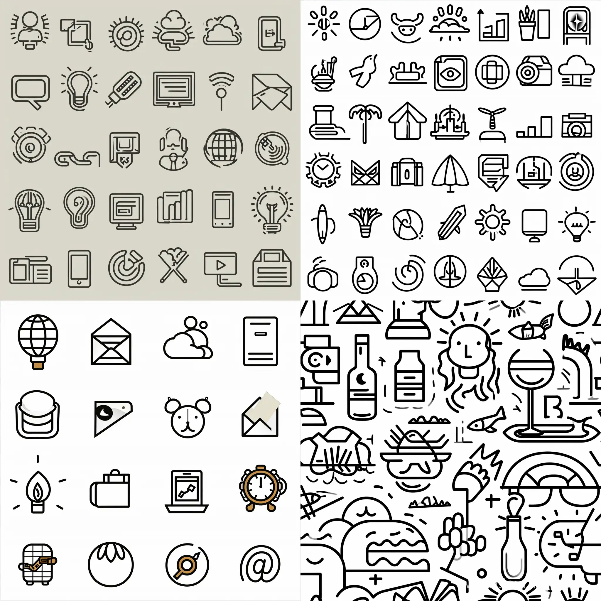 line art icons for web-design, in vector style