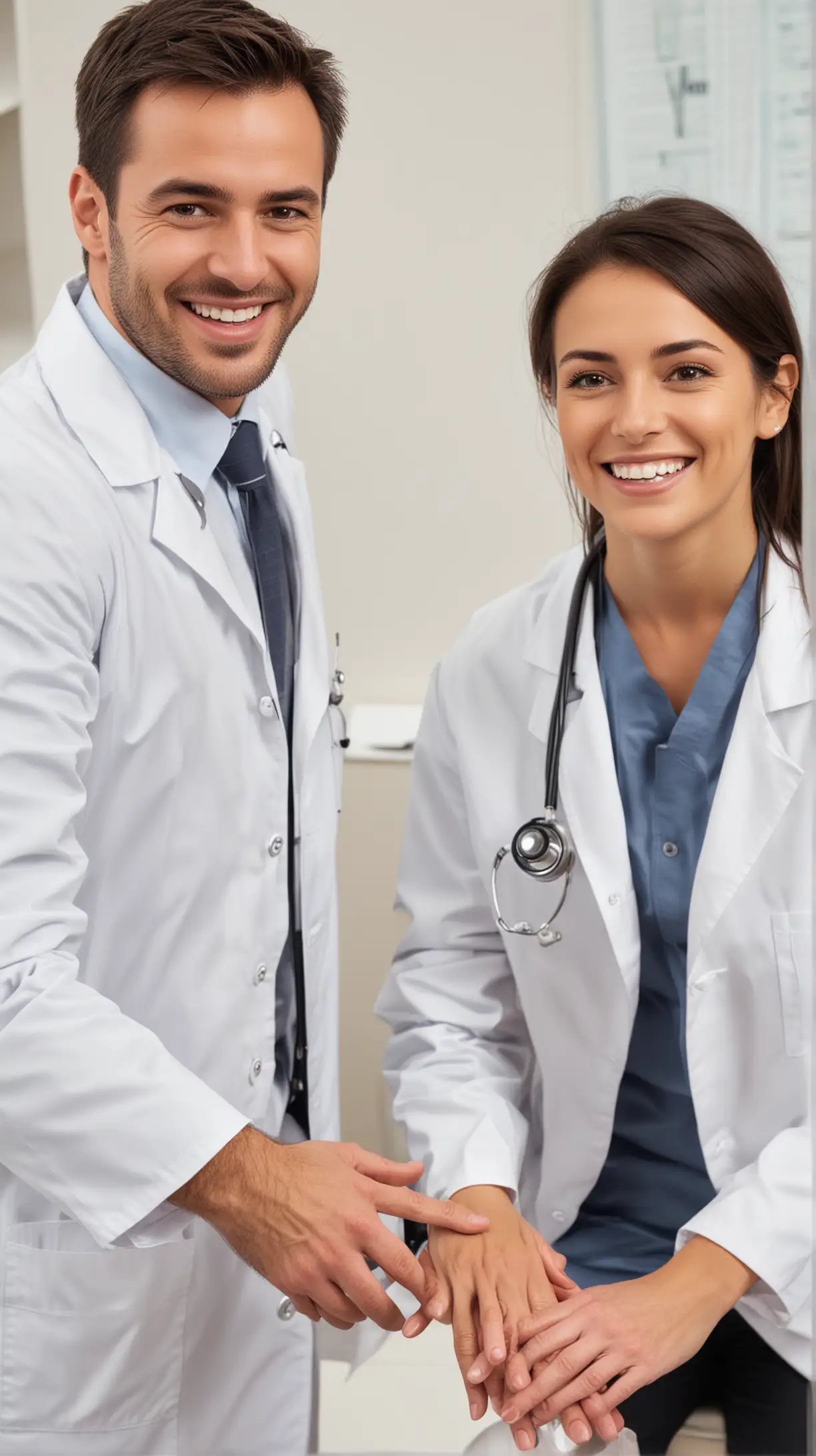 Happy Patient in Consultation with Doctor Wearing White Coat