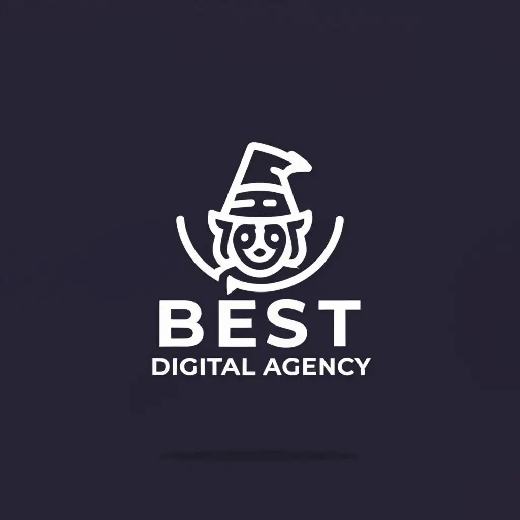 a logo design,with the text "create a logo with White Text "Best Digital Agency" without any background.", main symbol:wizard cap,Minimalistic,clear background