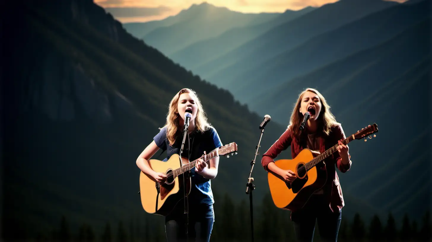 Passionate Worship Leaders Inspire Congregation with Mountainous Backdrop