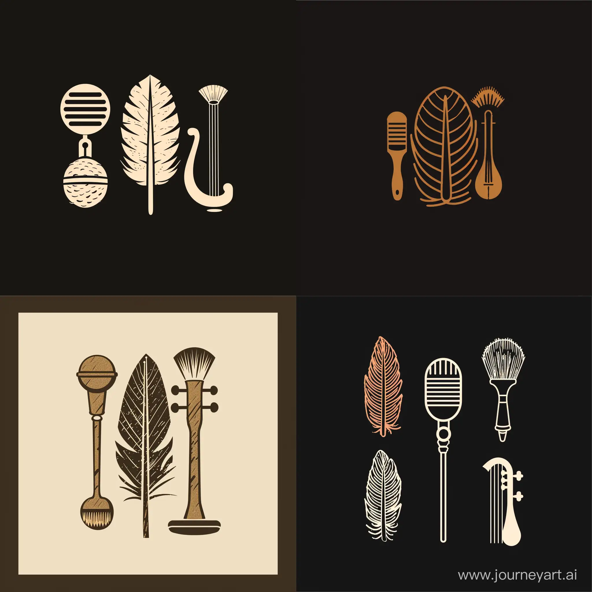 Artistic-Harmony-Feather-Microphone-Brush-and-Lyre-Logo