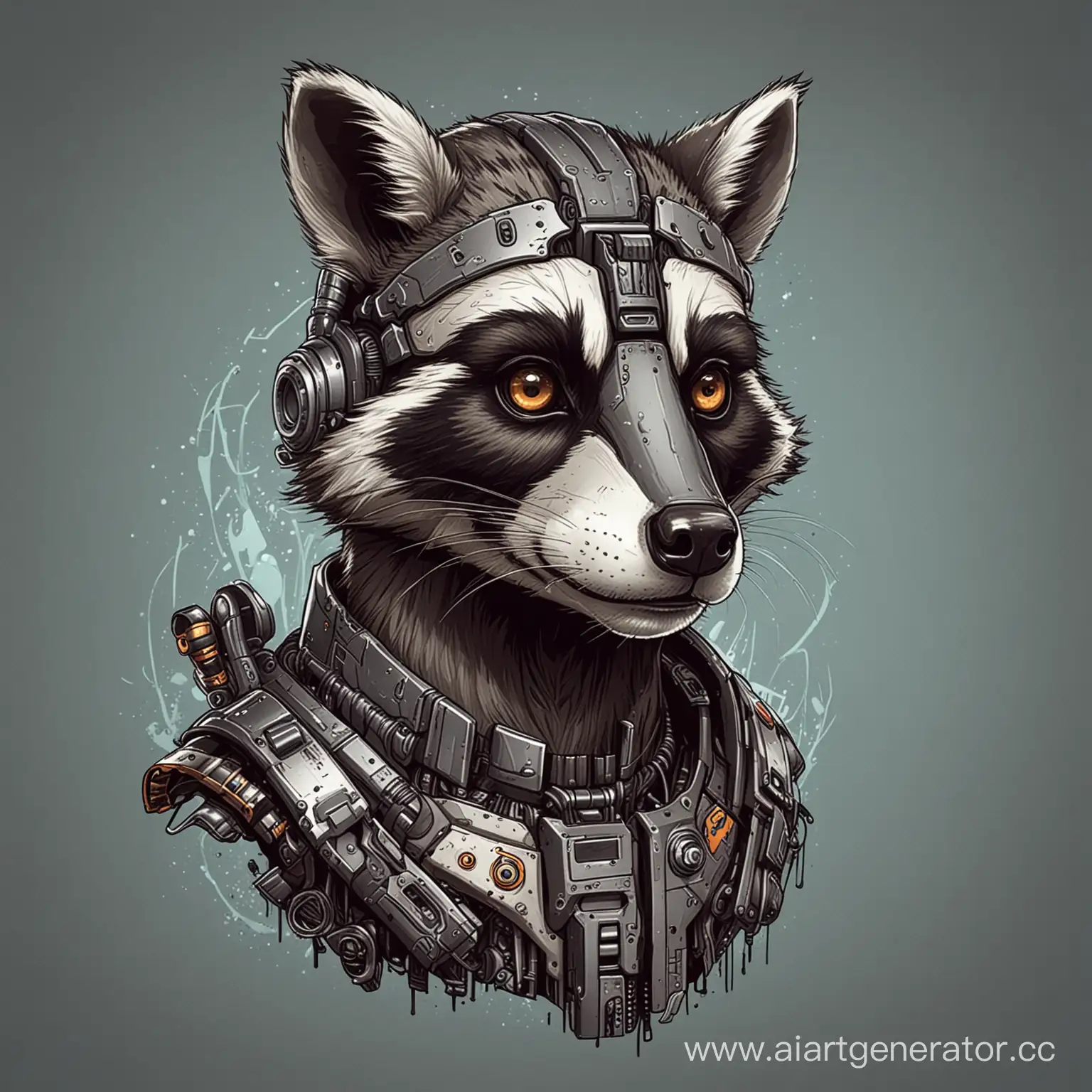 Drawn-Style-Cyborg-Raccoon-Art