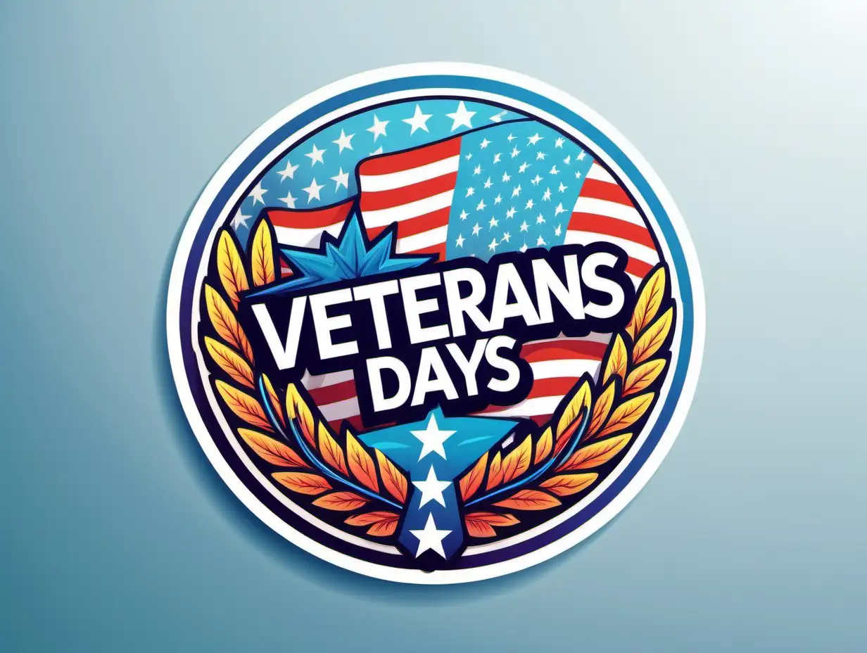 Veterans Day Sticker with Blissful Electric Colors Concept Art Vector