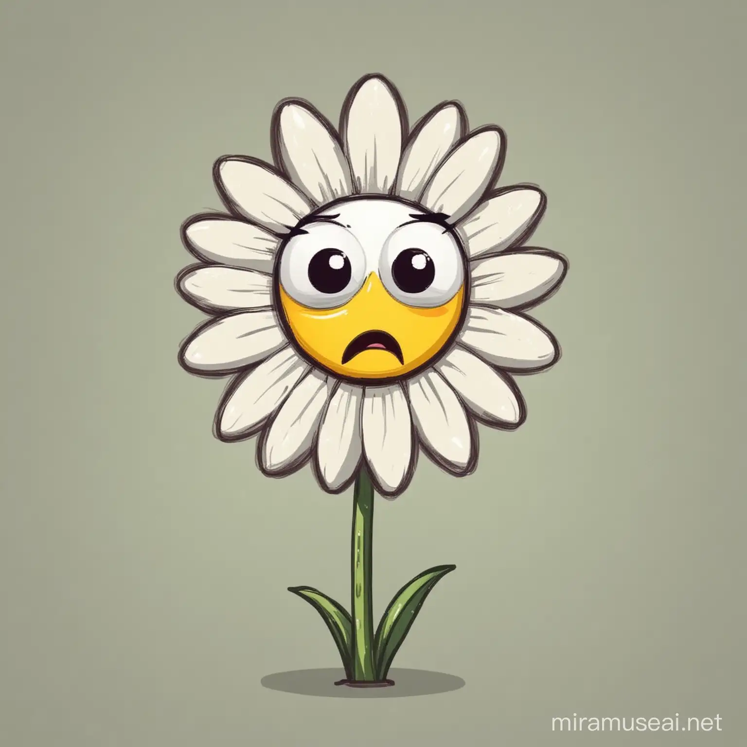 Surprised and Confused Daisy Flower Cartoon Character