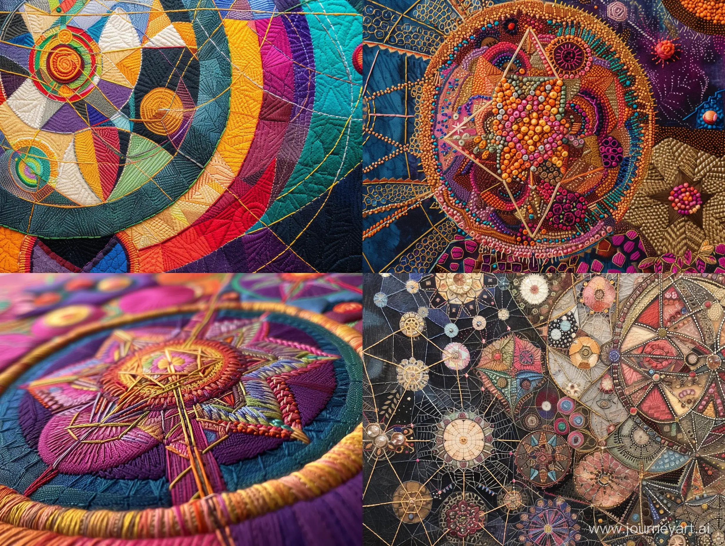 Unlock multiple dimensions, mathematical perfection, metaphysical enlightenment, in an elaborate embroidery.