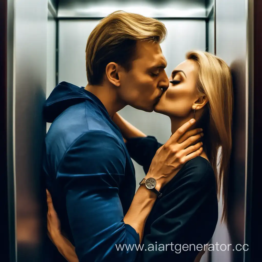 Мария Андержанова и Руслан Андержанов целуются в лифте