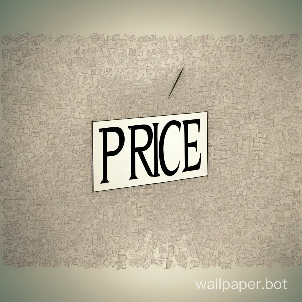 Draw an animation. The entire picture has only one English word 'price', but the word is broken in the middle.
