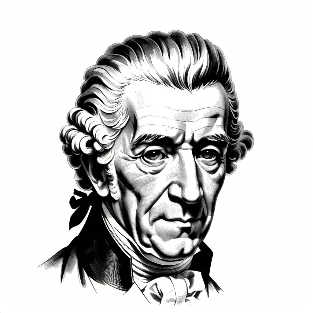 Haydn Portrait in Elegant Black Ink on White Background