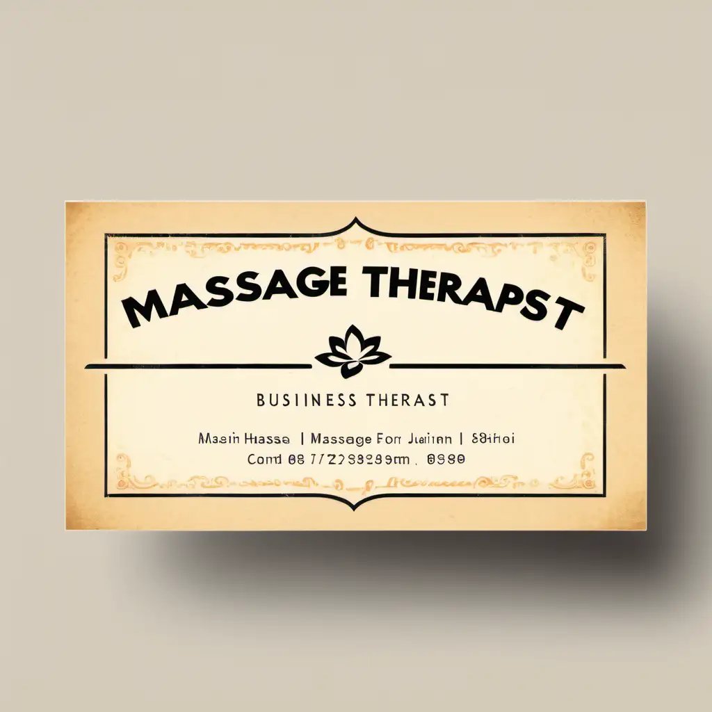 Vintage Massage Therapist Business Card Frontal View