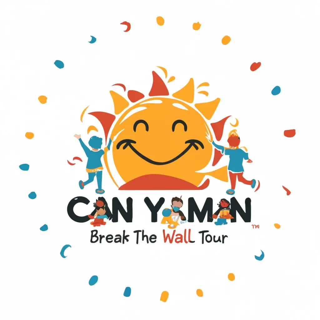 a logo design,with the text "Can Yaman for Children
Break the Wall Tour", main symbol:smiley sun children,Moderate,be used in Events industry,clear background