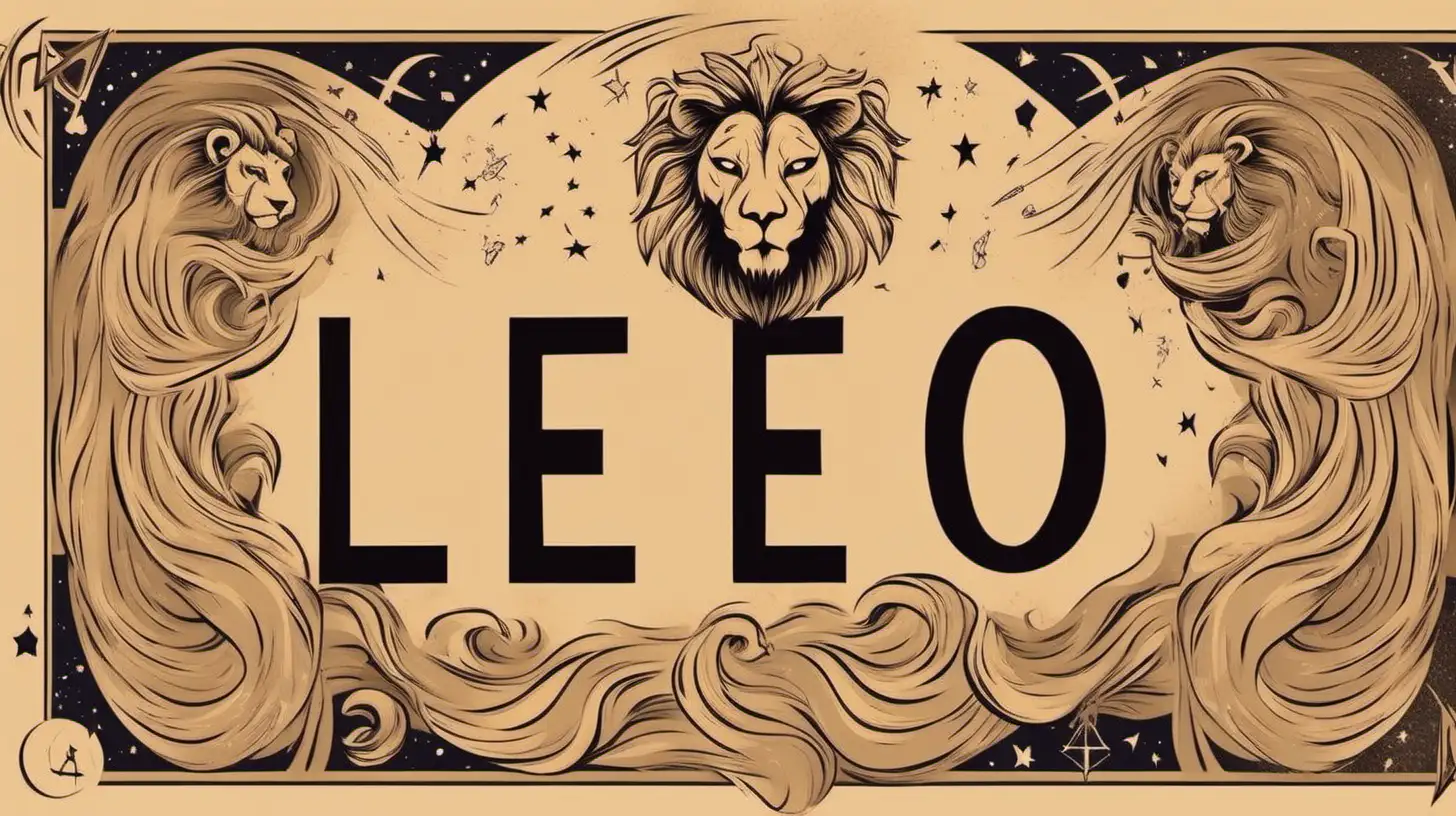leo sign, witchcraft, add banner to the bottom, muted color