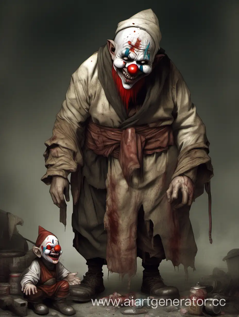 Afflicted-GnomeMonk-Concealed-in-Clown-Mask-and-Bandages