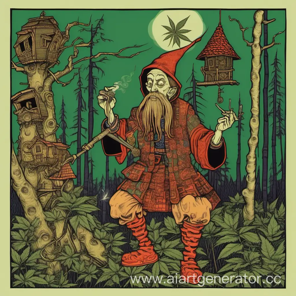 Ivanushka-and-Baba-Yaga-Whimsical-Marijuana-Encounter-in-Bilibin-Style