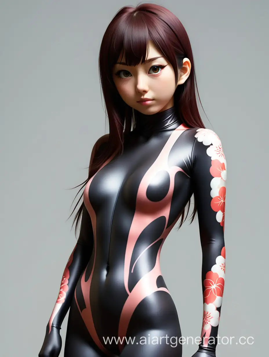 a japan girl in a Full body suit