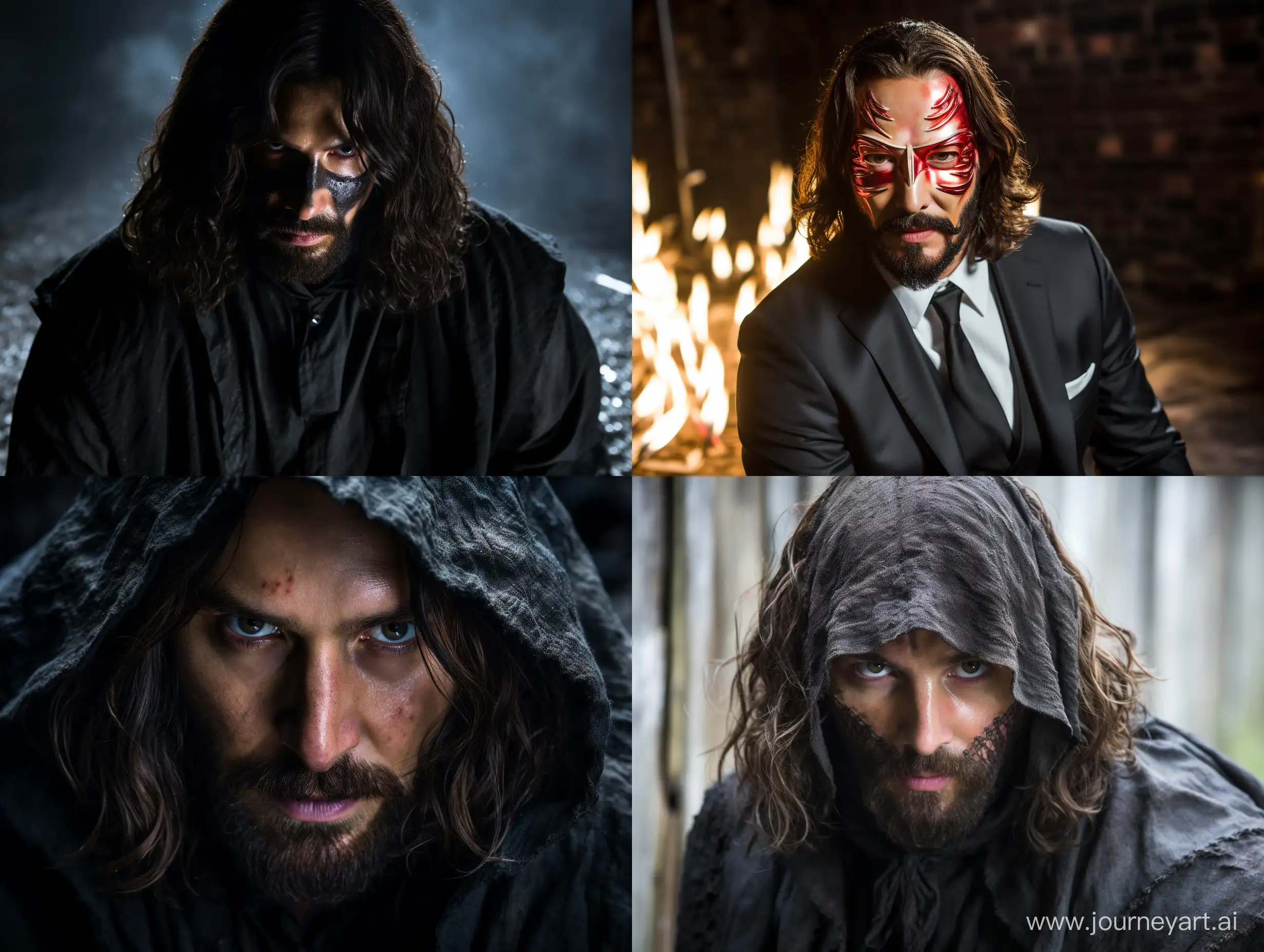 In this bright and unusual picture we see the most crushing killer in history - John Wick, but this time he has a little "somber" secret. On his face he wears not just a mask, but a magic mask that turns him into the invincible Guy Fawkes! Look at his painted eyes, wide open in breathtaking amazement that such a mask not only gives him attraction, but also endows him with countless powers. They calmly stare straight into the viewer's soul, as if to say, "You thought John Wick was already incredible? Just wait until you see my new stunts!". Everyone should be on guard, because the real good laughs are just beginning when John Wick and Guy Fawkes join forces!