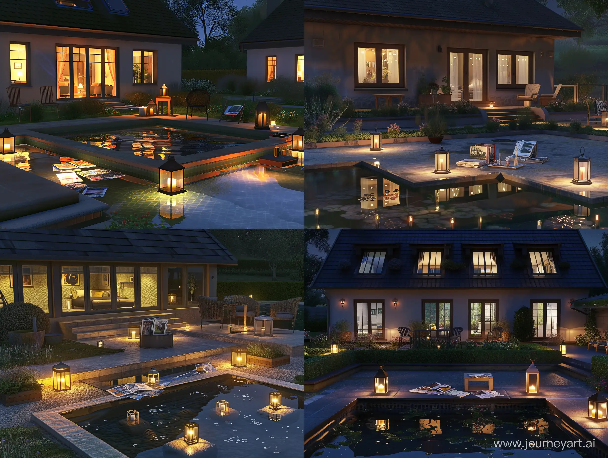 Modern-American-Style-House-with-Nighttime-Gardens-and-Pool