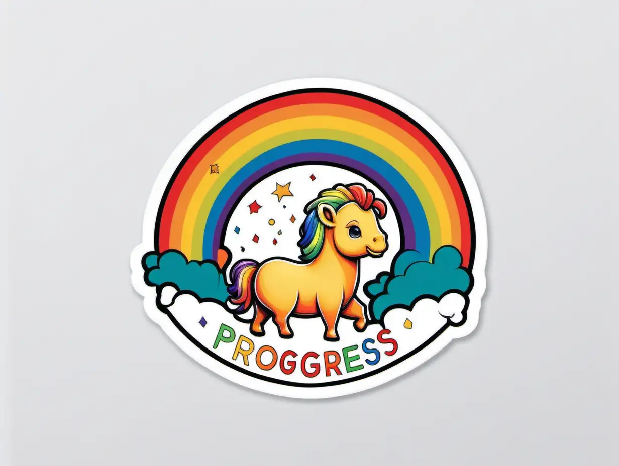 Adorable Progress Pride Sticker Art in Primary Colors