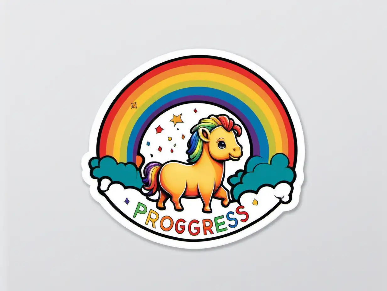 Adorable Progress Pride Sticker Art in Primary Colors | MUSE AI