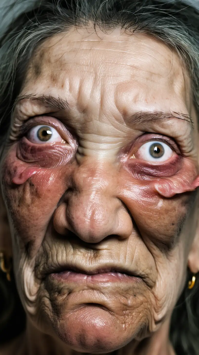 Ugly woman with eye bags 
