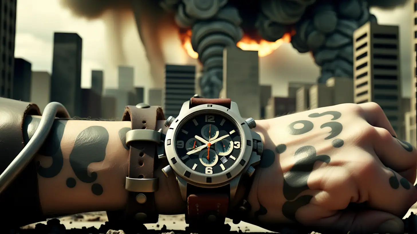 apocalypse scene with wristwatch 










