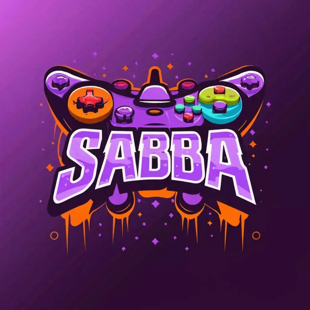 a logo design,with the text "Sabba", main symbol:Gaming purple theme,complex,be used in Entertainment industry,clear background
